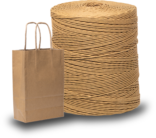 BioTwine twisted paper twine roll and kraft handle bag